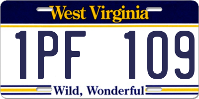 WV license plate 1PF109
