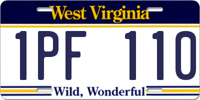 WV license plate 1PF110