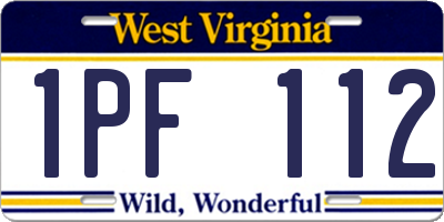 WV license plate 1PF112
