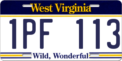 WV license plate 1PF113
