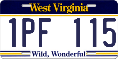 WV license plate 1PF115