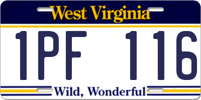 WV license plate 1PF116