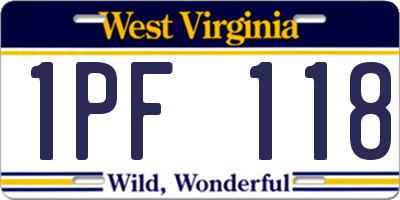 WV license plate 1PF118