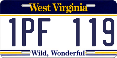 WV license plate 1PF119