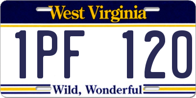 WV license plate 1PF120