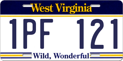 WV license plate 1PF121