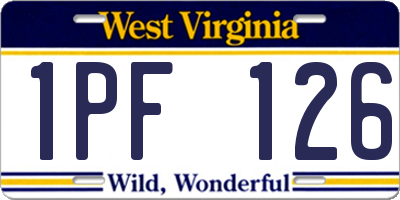 WV license plate 1PF126