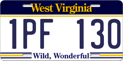 WV license plate 1PF130