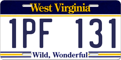 WV license plate 1PF131