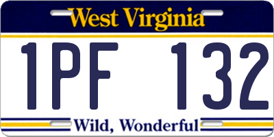 WV license plate 1PF132
