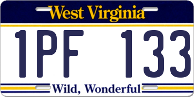 WV license plate 1PF133