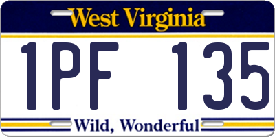 WV license plate 1PF135