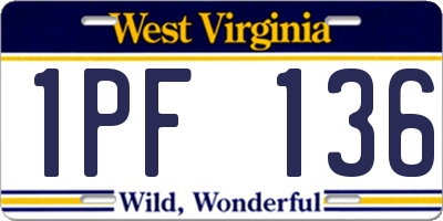 WV license plate 1PF136
