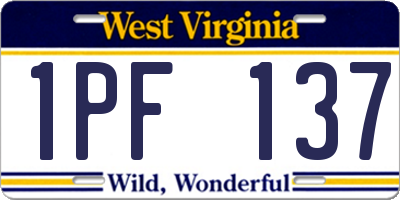 WV license plate 1PF137
