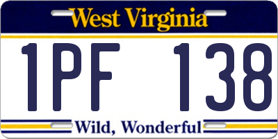 WV license plate 1PF138