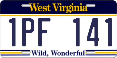 WV license plate 1PF141