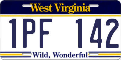 WV license plate 1PF142