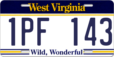 WV license plate 1PF143
