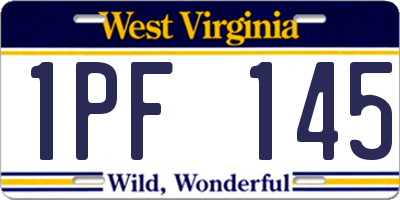 WV license plate 1PF145