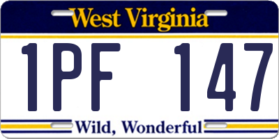 WV license plate 1PF147