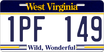 WV license plate 1PF149