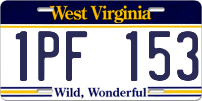 WV license plate 1PF153