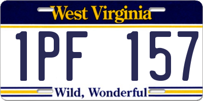 WV license plate 1PF157