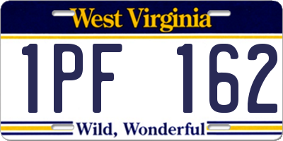 WV license plate 1PF162