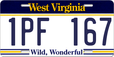 WV license plate 1PF167