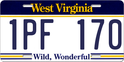 WV license plate 1PF170