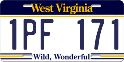 WV license plate 1PF171