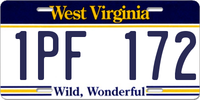 WV license plate 1PF172