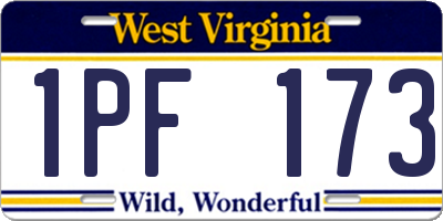 WV license plate 1PF173
