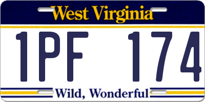 WV license plate 1PF174