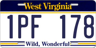 WV license plate 1PF178