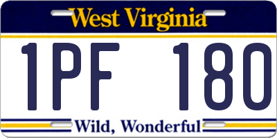 WV license plate 1PF180