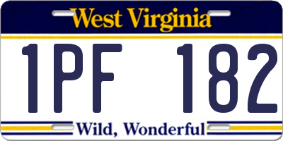 WV license plate 1PF182