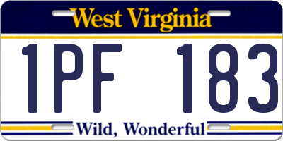 WV license plate 1PF183