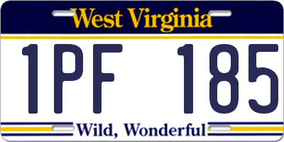 WV license plate 1PF185
