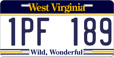 WV license plate 1PF189