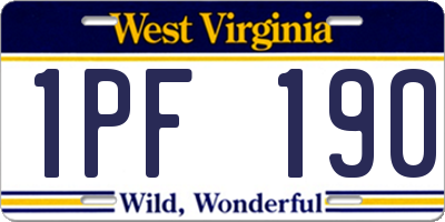 WV license plate 1PF190