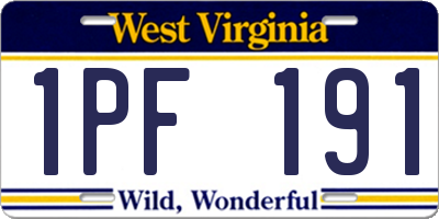WV license plate 1PF191
