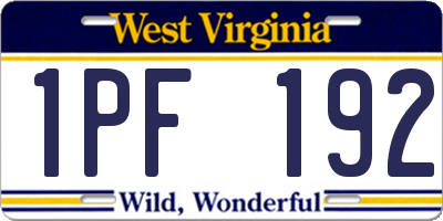 WV license plate 1PF192