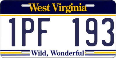WV license plate 1PF193
