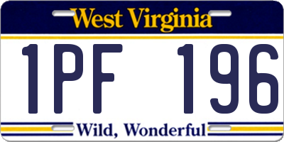 WV license plate 1PF196