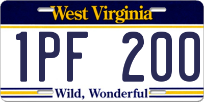 WV license plate 1PF200
