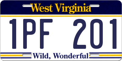 WV license plate 1PF201