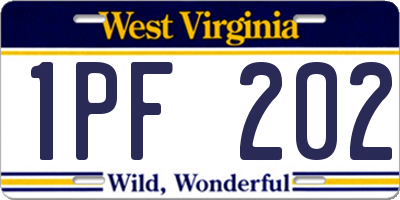 WV license plate 1PF202
