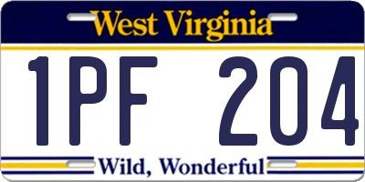 WV license plate 1PF204