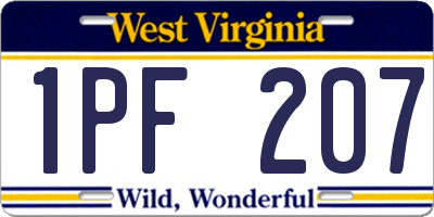 WV license plate 1PF207